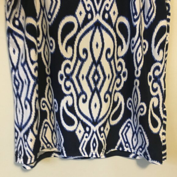 Tribal Print Navy Blue and White Stretchy Tank Top - Picture 7 of 11